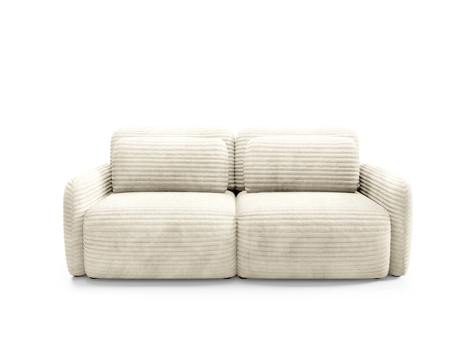 4-zits slaapbank van crèmekleurig ribfluweel met brede ribbels SOFA ZURI slim