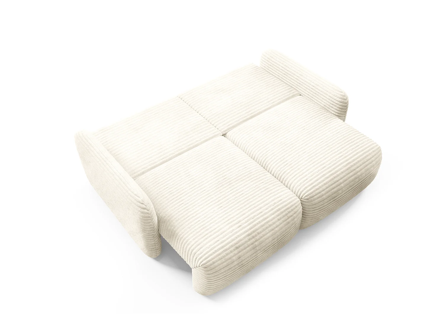 4-zits slaapbank van crèmekleurig ribfluweel met brede ribbels SOFA ZURI slim