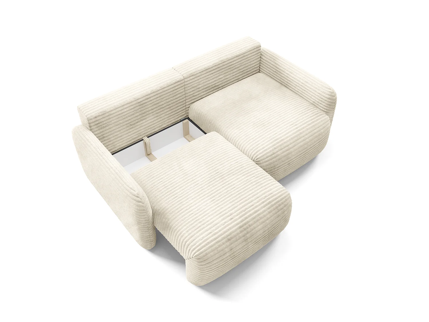 4-zits slaapbank van crèmekleurig ribfluweel met brede ribbels SOFA ZURI slim