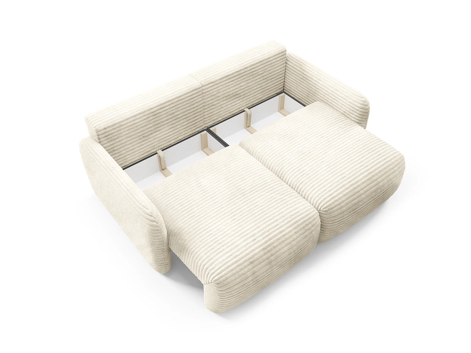 4-zits slaapbank van crèmekleurig ribfluweel met brede ribbels SOFA ZURI slim