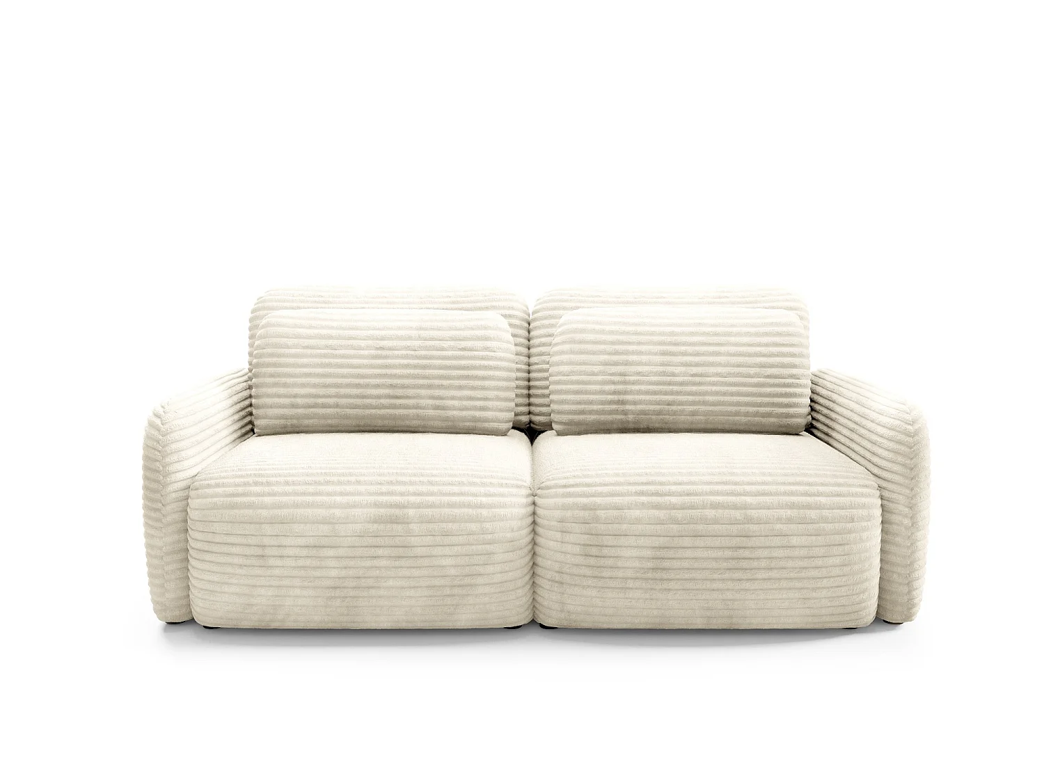 Sofá convertível 4 lugares em bombazina de canelado largo creme SOFA ZURI slim suavidade luxuosa