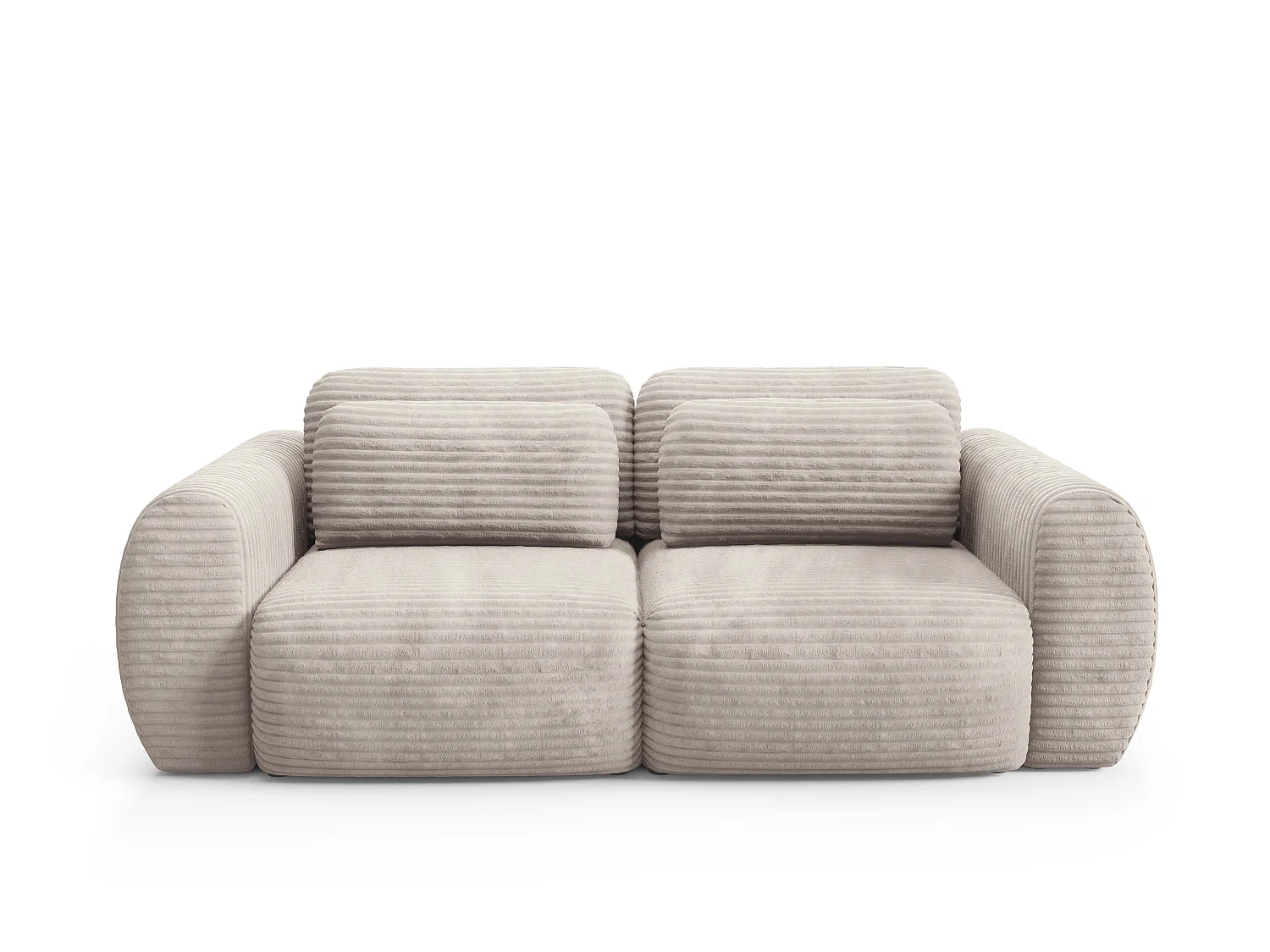 Canapé convertible 4 places côtelé grosses côtes beige SOFA ZURI
