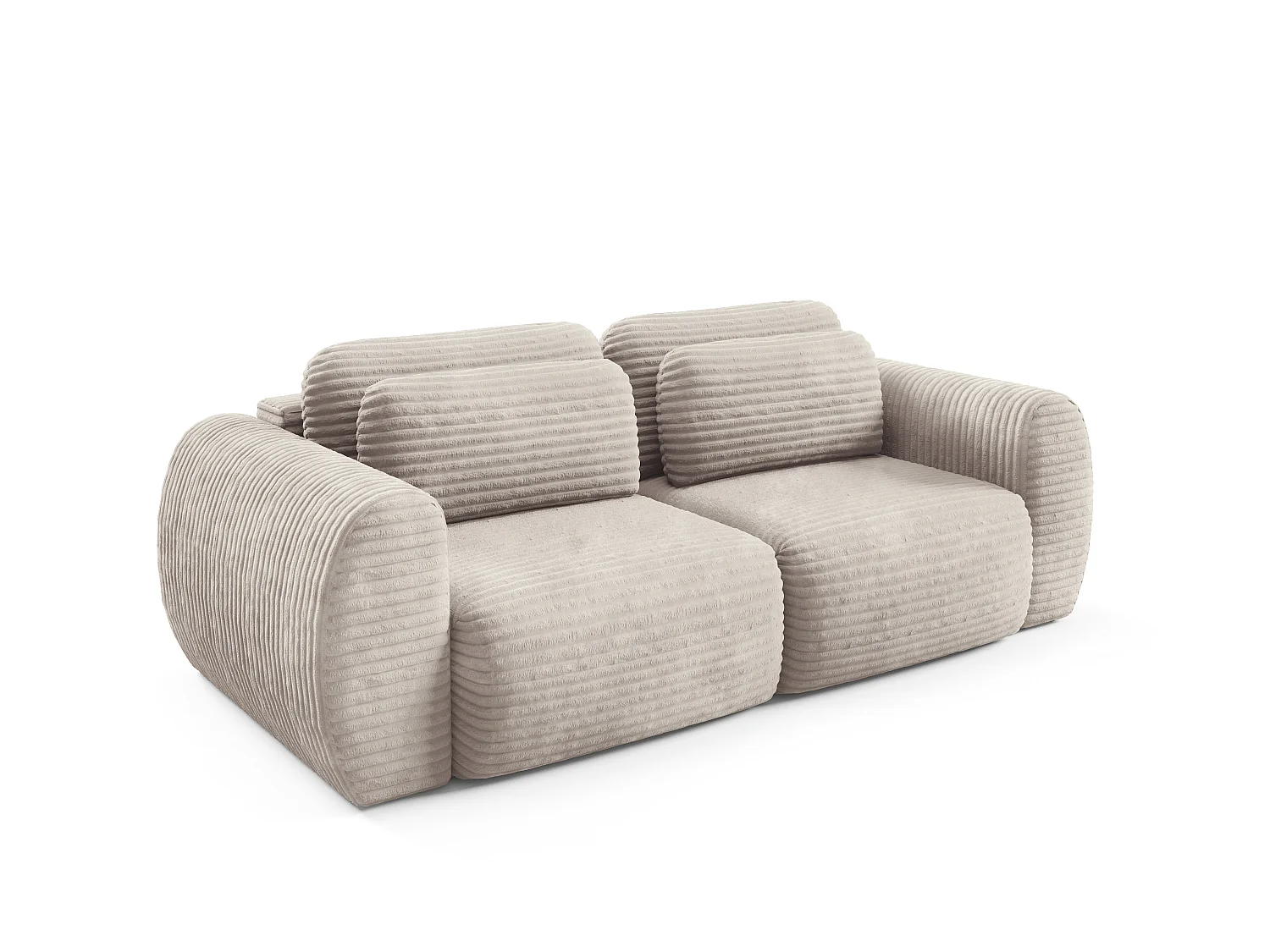 Canapé convertible 4 places côtelé grosses côtes beige SOFA ZURI