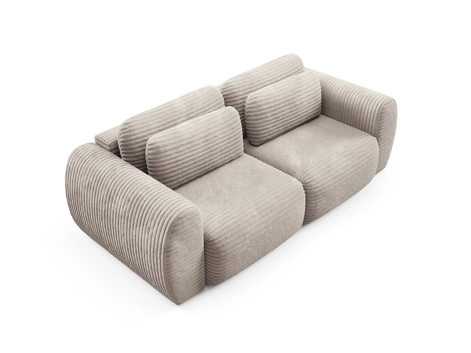 Canapé convertible 4 places côtelé grosses côtes beige SOFA ZURI
