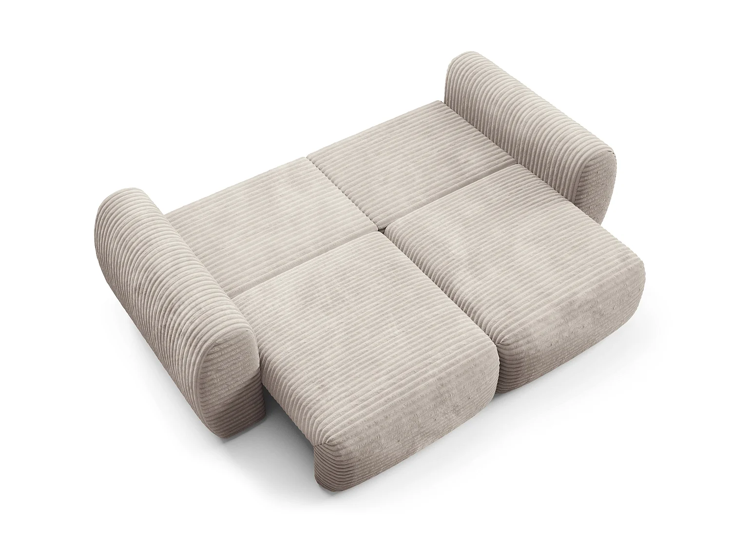 Canapé convertible 4 places côtelé grosses côtes beige SOFA ZURI
