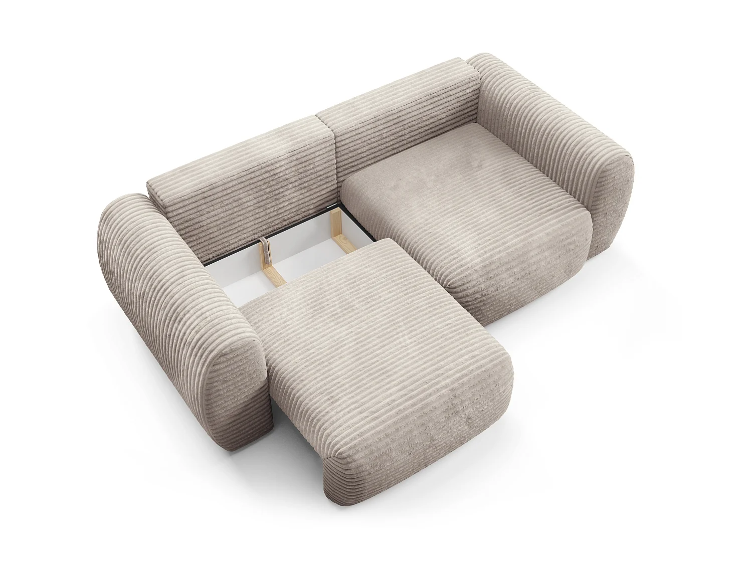 Canapé convertible 4 places côtelé grosses côtes beige SOFA ZURI