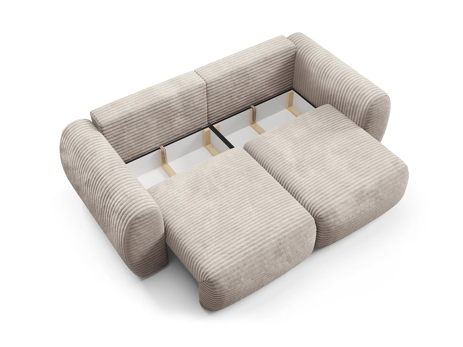 Canapé convertible 4 places côtelé grosses côtes beige SOFA ZURI