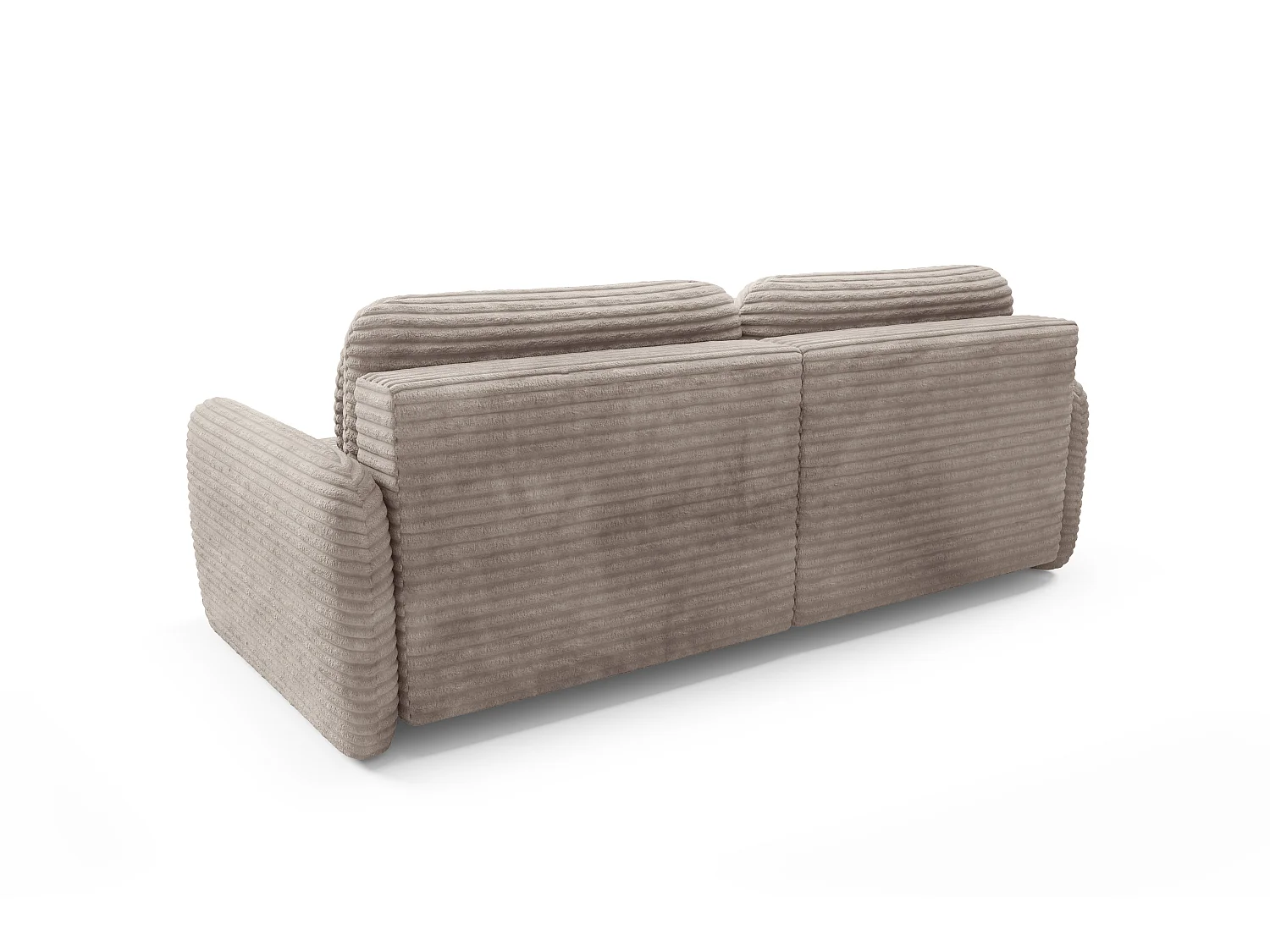 Canapé d'angle convertible en velours côtelé grosses côtes beige ZURI L slim 4 places