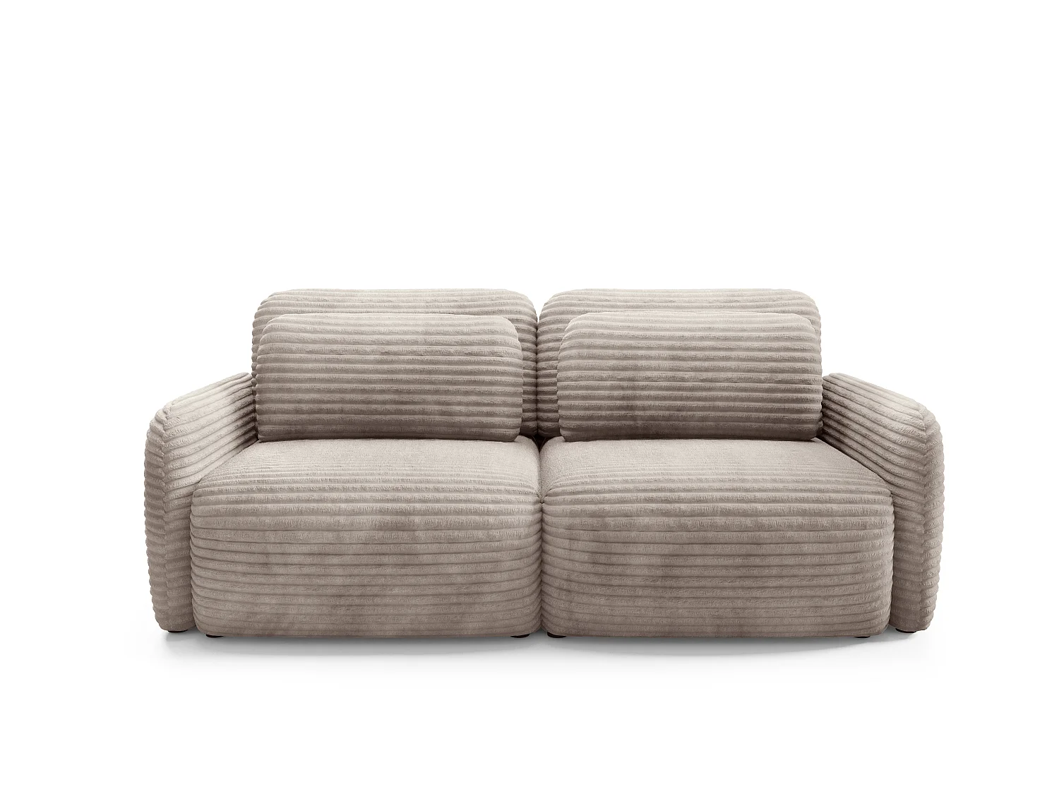 Canapé convertible 4 places côtelé grosses côtes beige SOFA ZURI slim