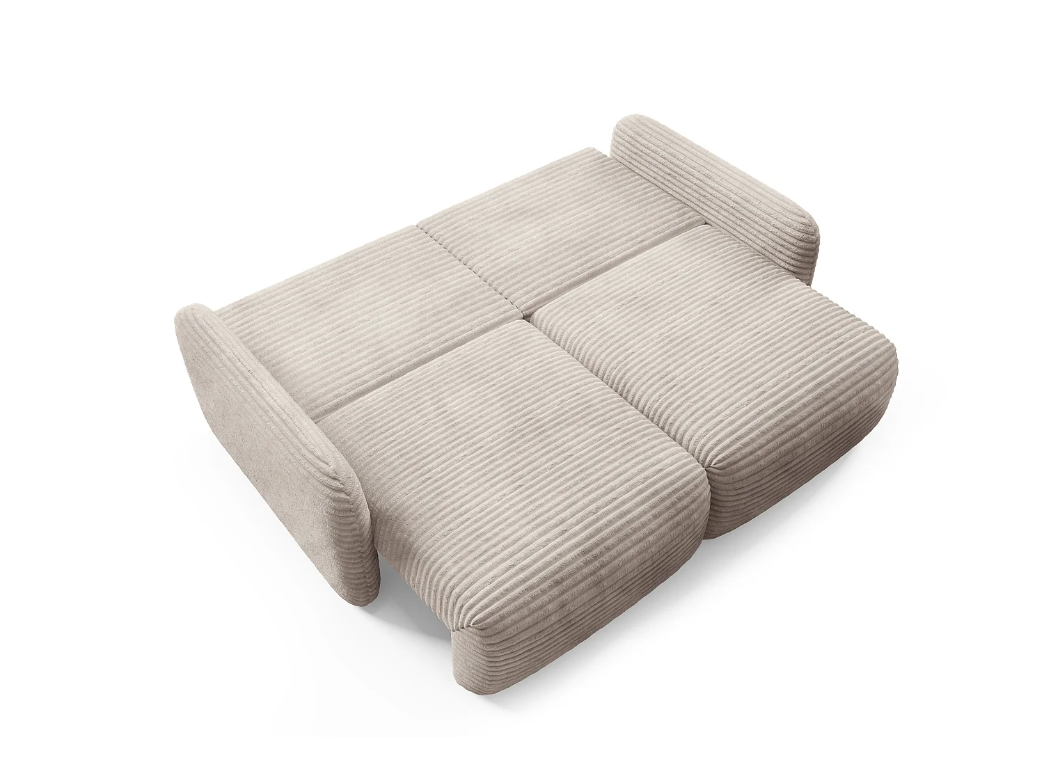 Canapé convertible 4 places côtelé grosses côtes beige SOFA ZURI slim