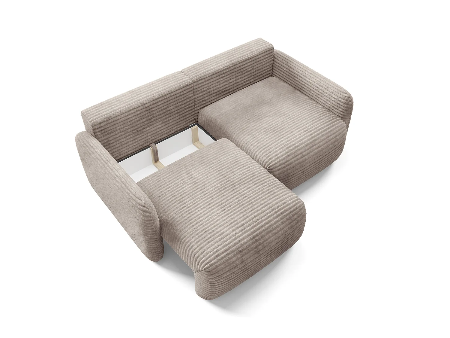 Canapé convertible 4 places côtelé grosses côtes beige SOFA ZURI slim