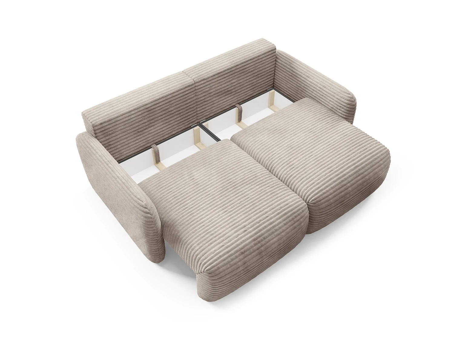 Canapé convertible 4 places côtelé grosses côtes beige SOFA ZURI slim