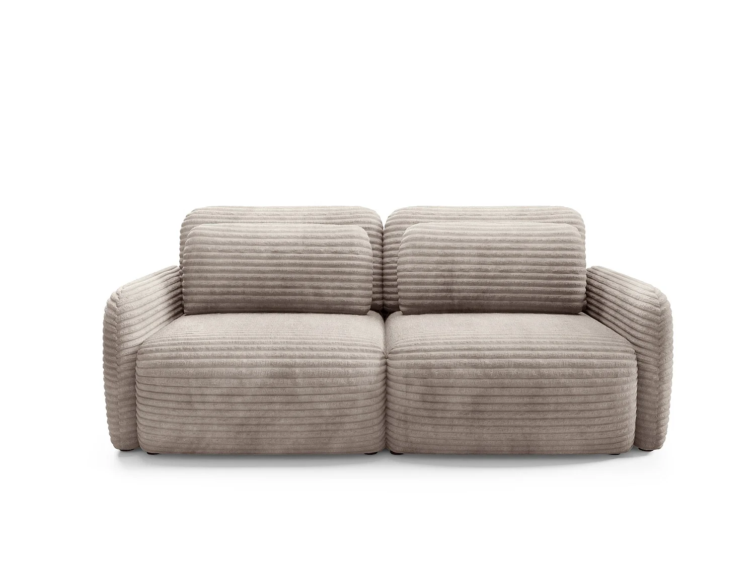 Sofá convertível 4 lugares em bombazina de canelado largo bege SOFA ZURI slim suavidade luxuosa