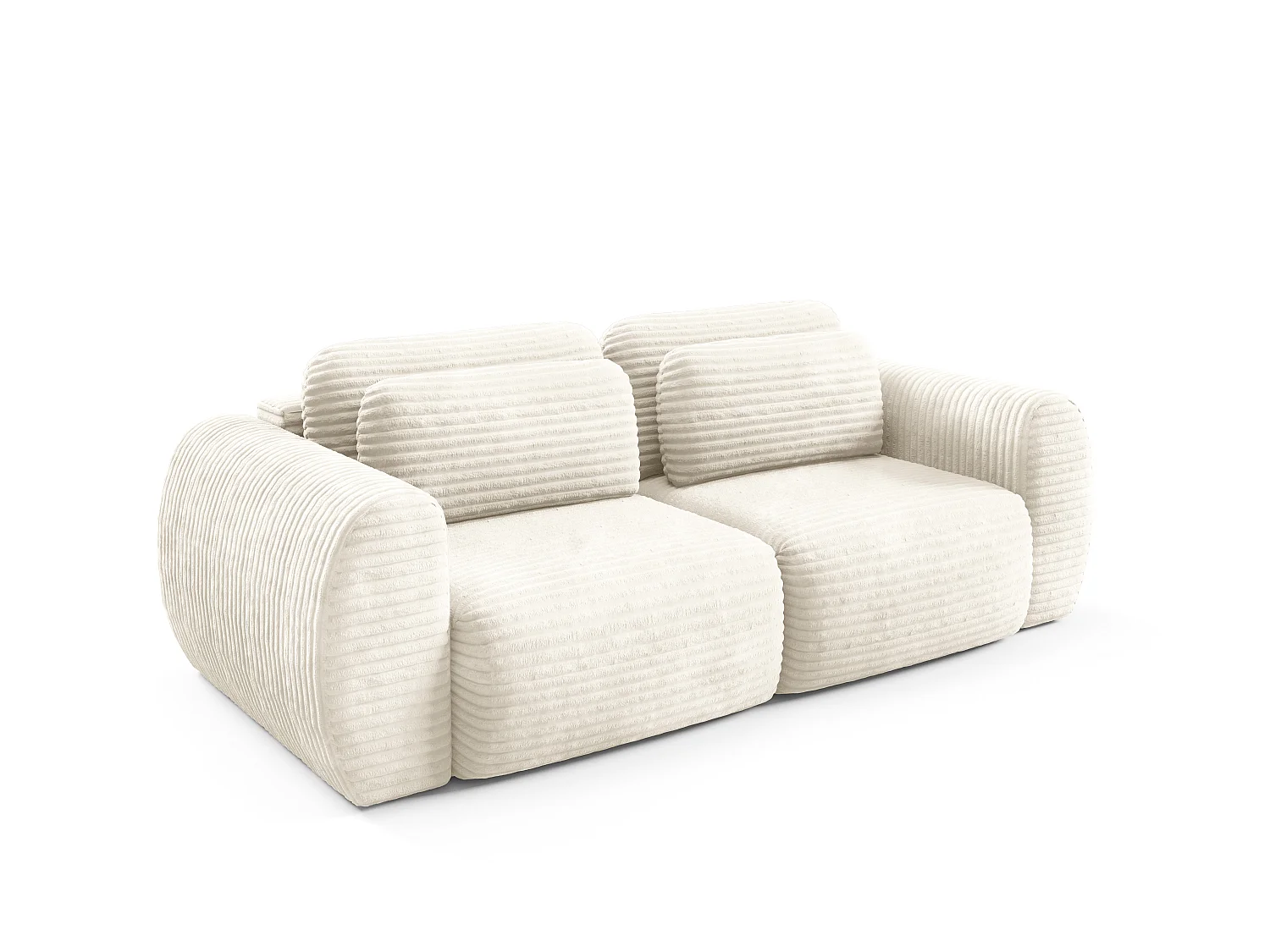 Canapé convertible 4 places côtelé grosses côtes crème SOFA ZURI