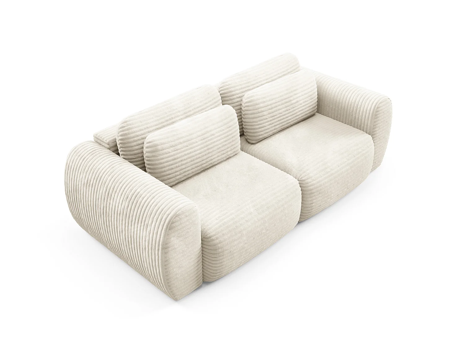 Canapé convertible 4 places côtelé grosses côtes crème SOFA ZURI