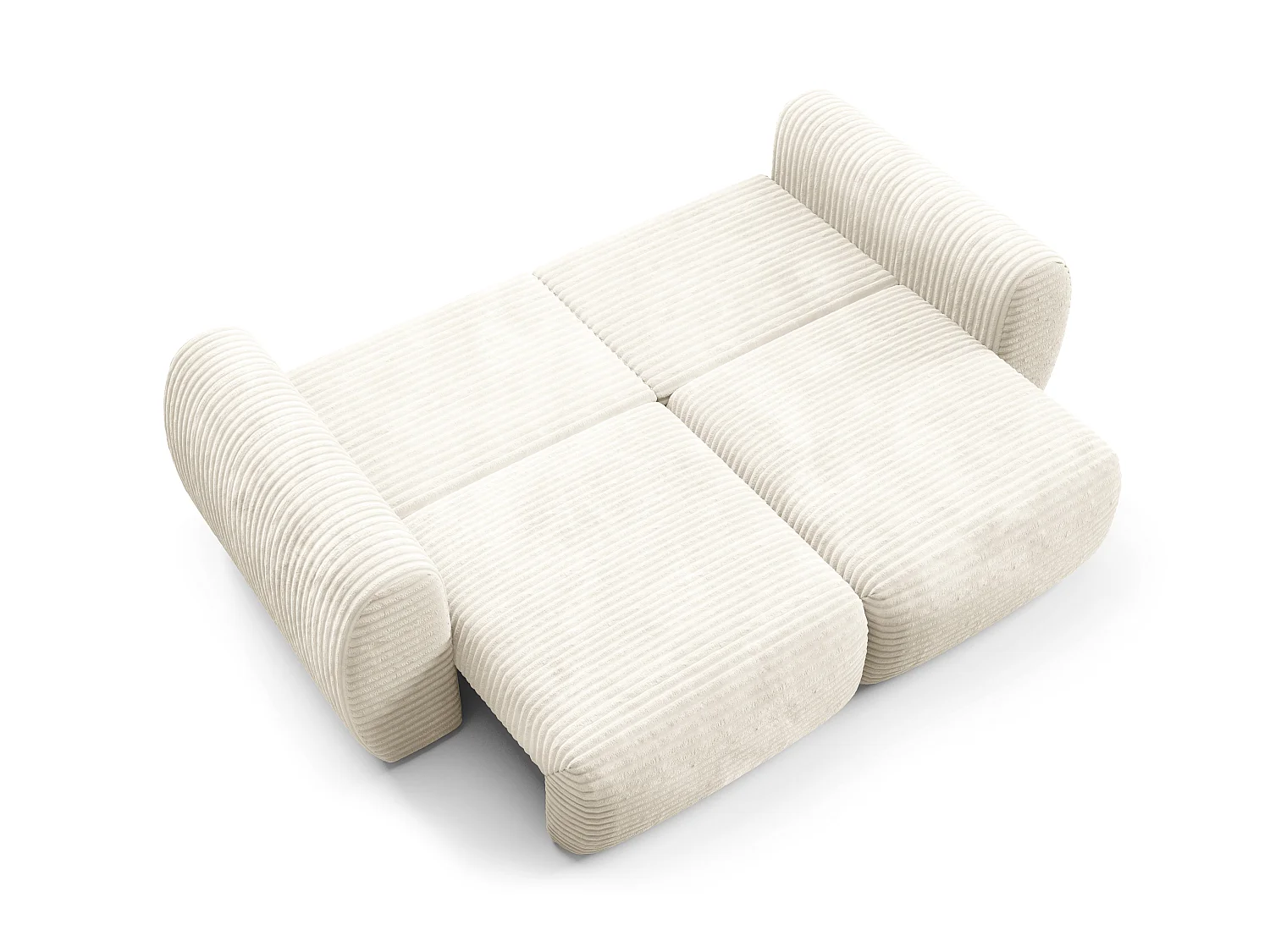 Canapé convertible 4 places côtelé grosses côtes crème SOFA ZURI