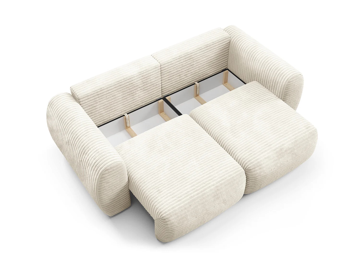 Canapé convertible 4 places côtelé grosses côtes crème SOFA ZURI