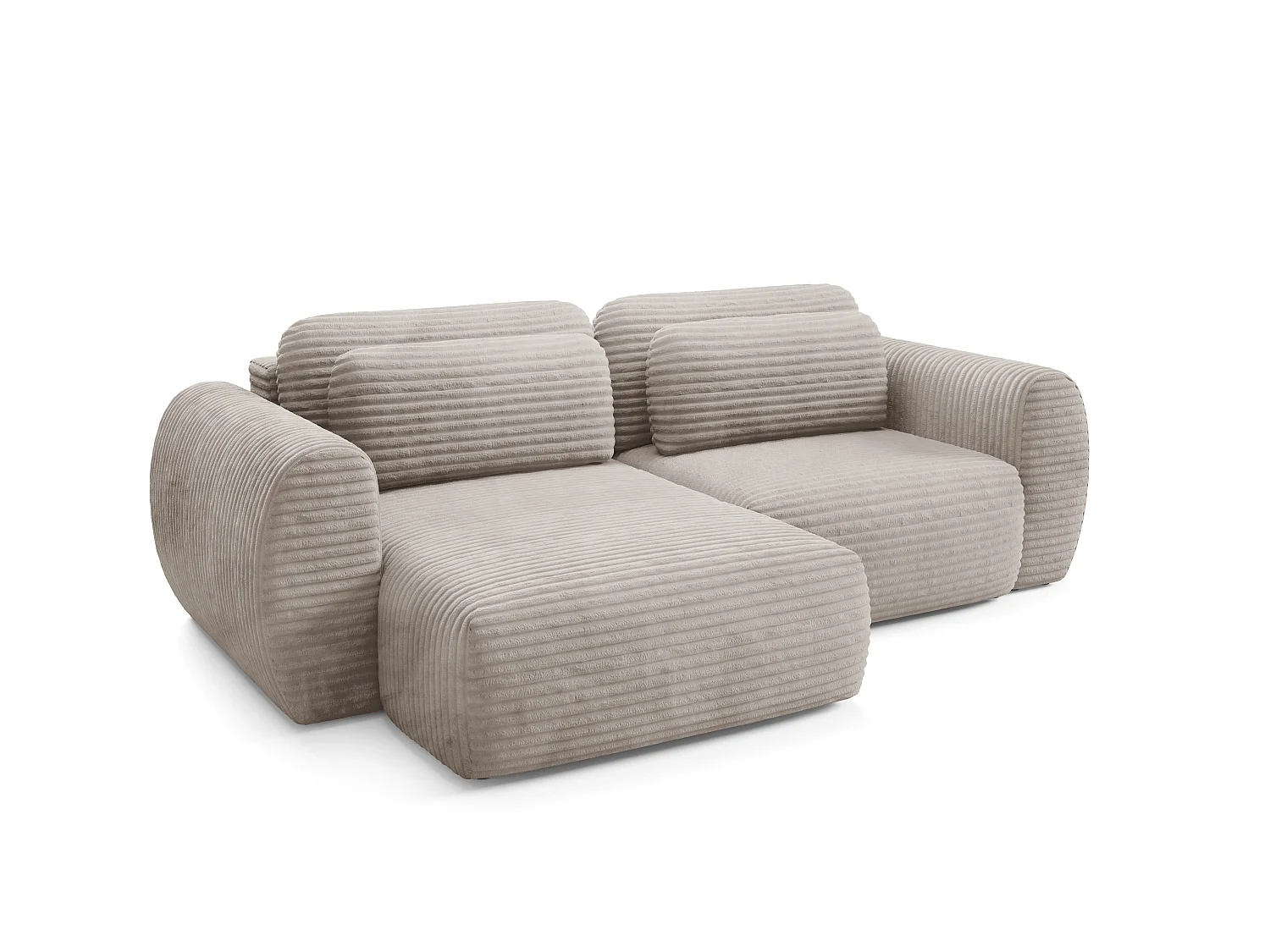 Canapé d'angle convertible en velours côtelé grosses côtes beige ZURI L