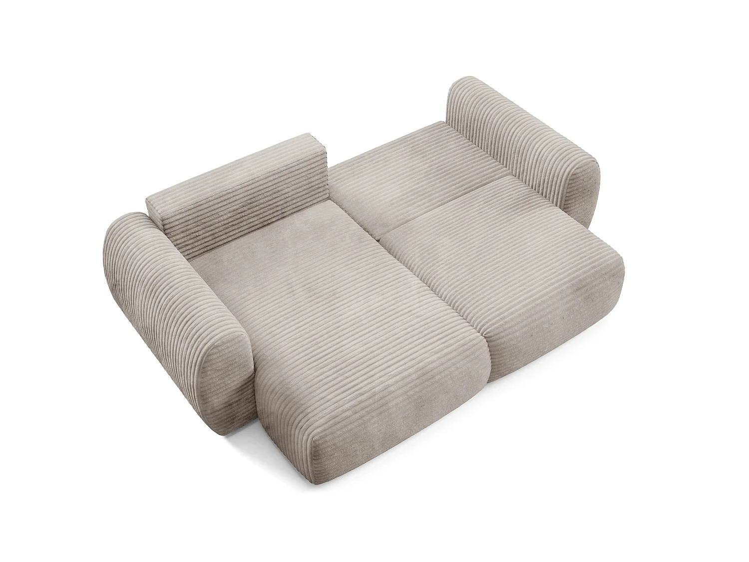 Canapé d'angle convertible en velours côtelé grosses côtes beige ZURI L
