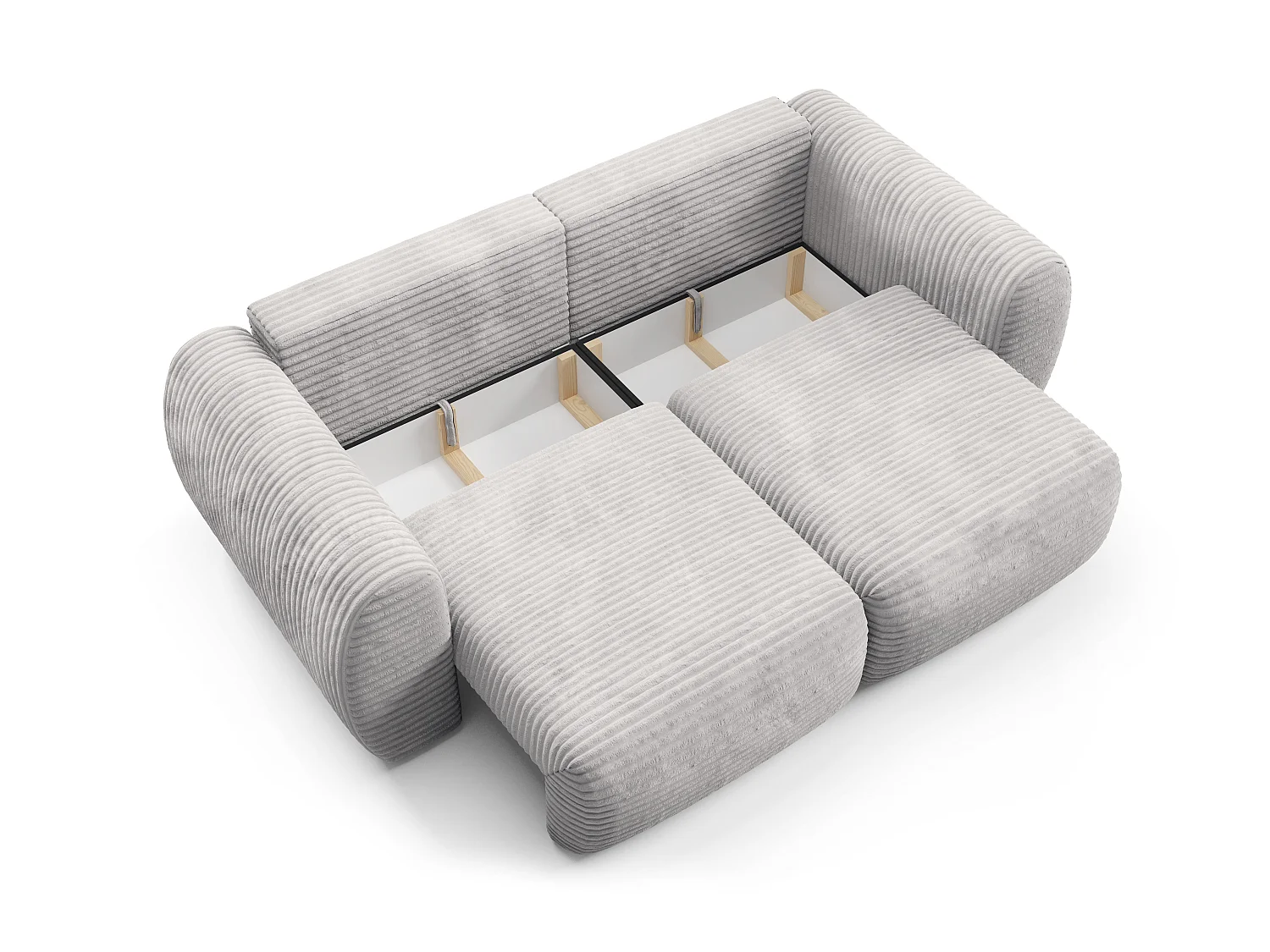 4-zits slaapbank van grijzekleurig ribfluweel met brede ribbels SOFA ZURI