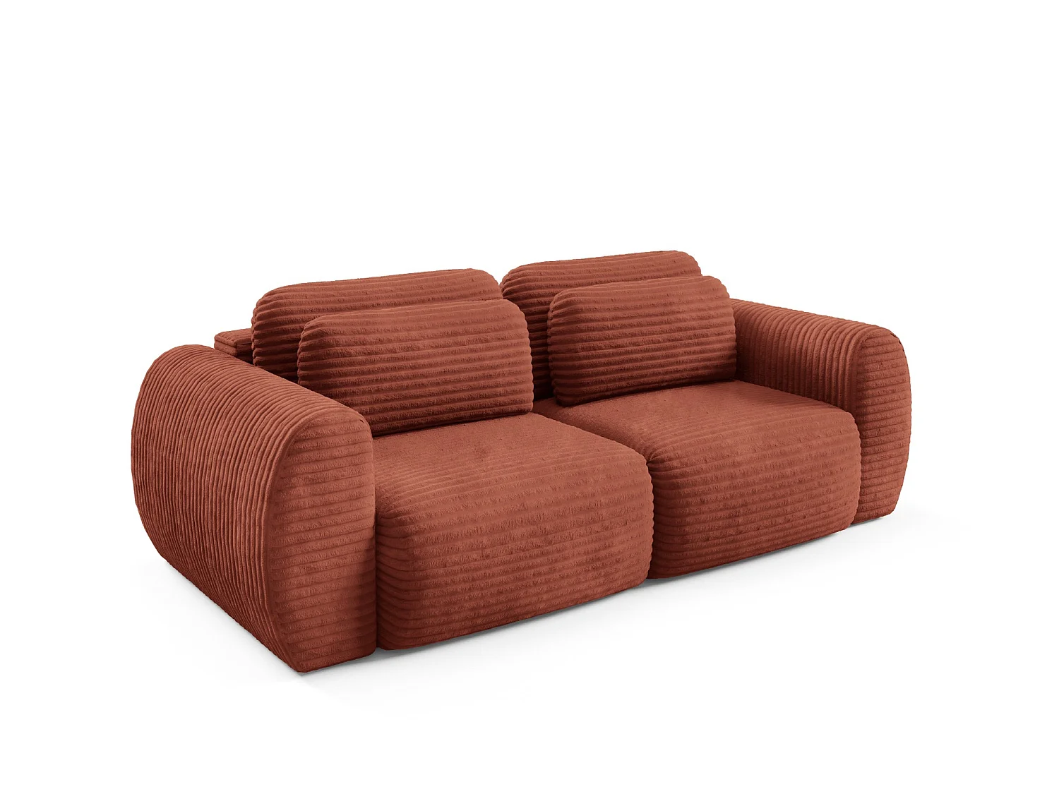 Sofá convertível 4 lugares em bombazina de canelado largo cobre SOFA ZURI assento suave e envolvente