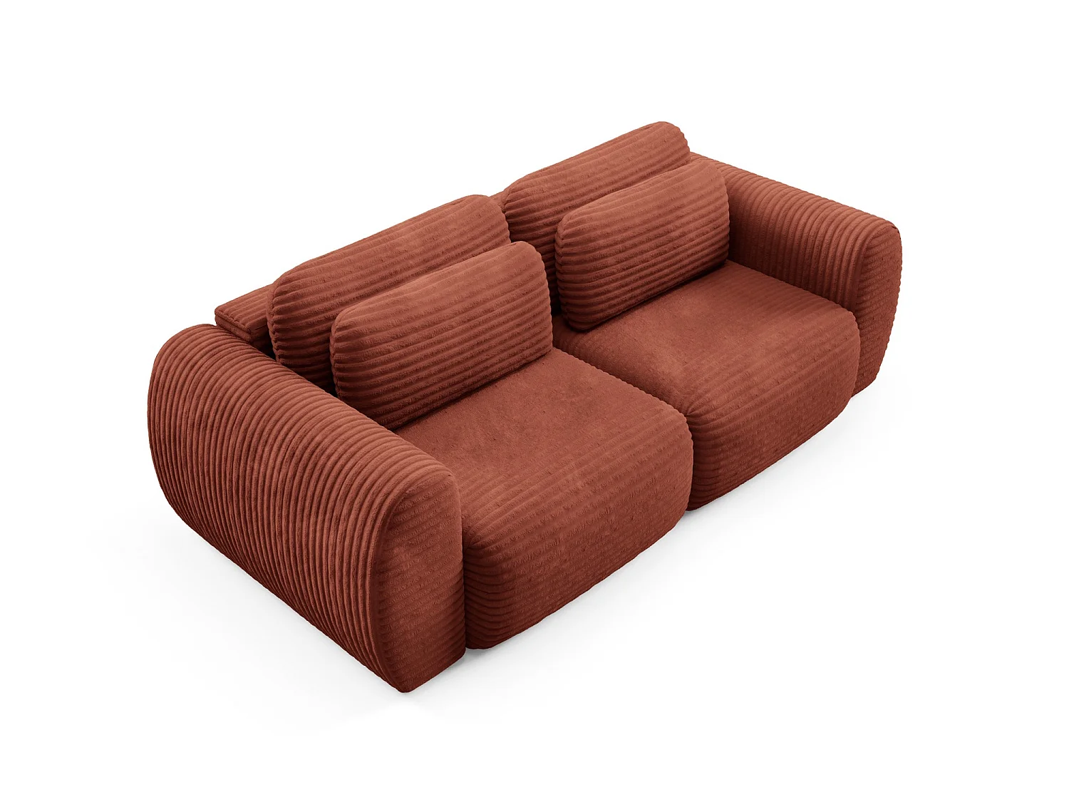 Sofá convertível 4 lugares em bombazina de canelado largo cobre SOFA ZURI assento suave e envolvente