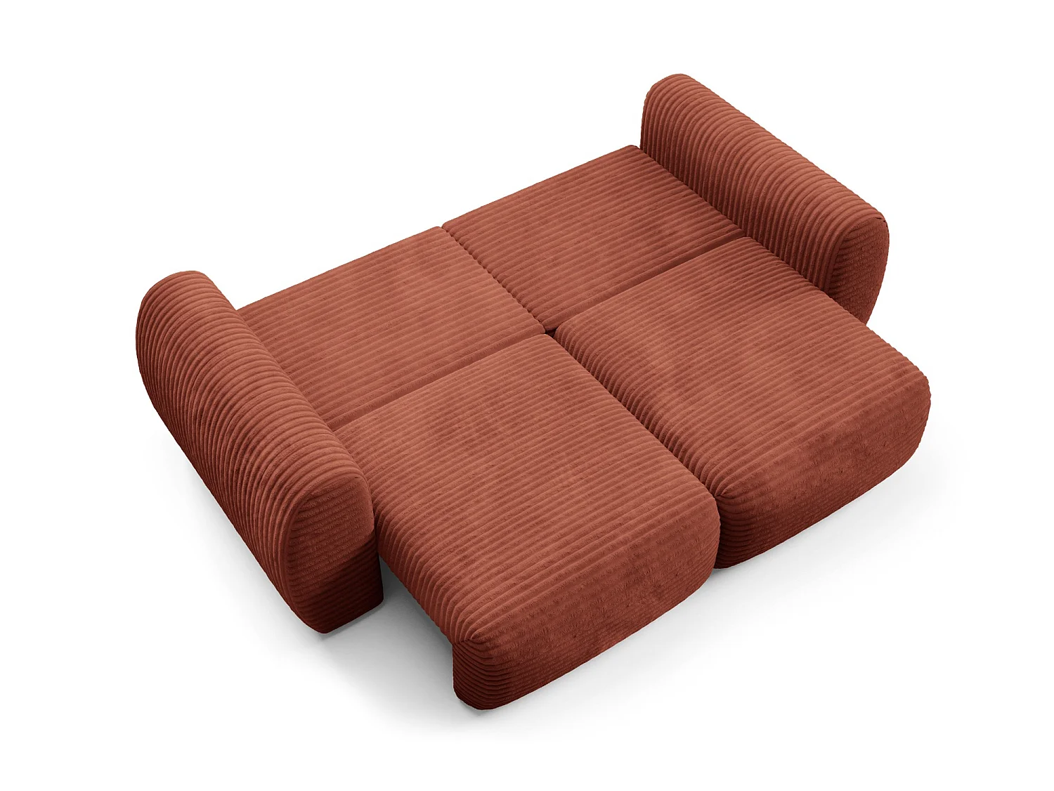 Sofá convertível 4 lugares em bombazina de canelado largo cobre SOFA ZURI assento suave e envolvente