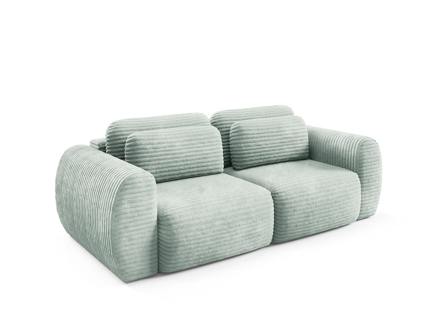Canapé convertible 4 places côtelé grosses côtes vert SOFA ZURI