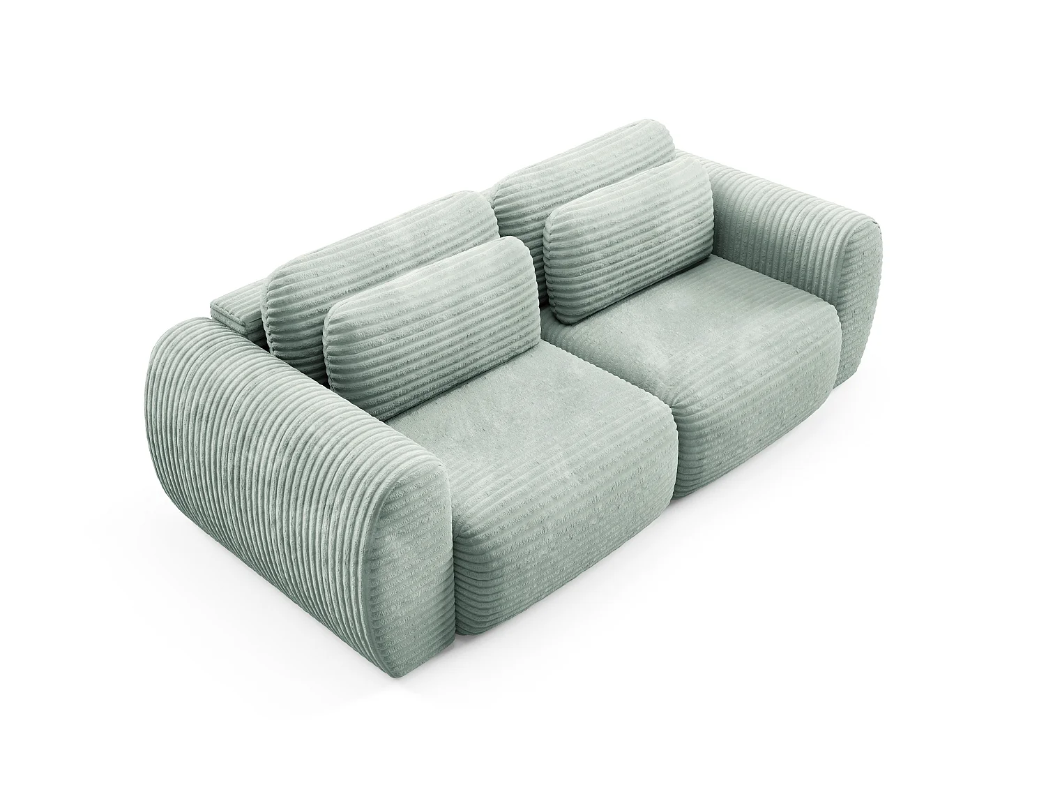 Canapé convertible 4 places côtelé grosses côtes vert SOFA ZURI