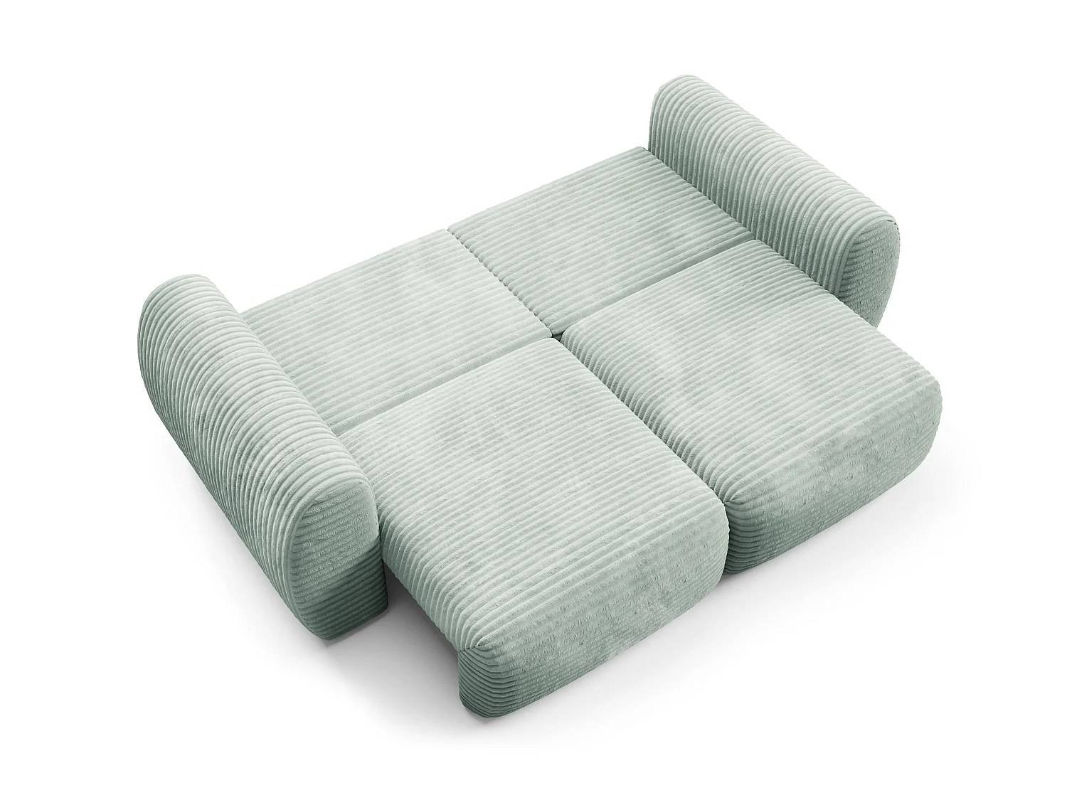 Canapé convertible 4 places côtelé grosses côtes vert SOFA ZURI