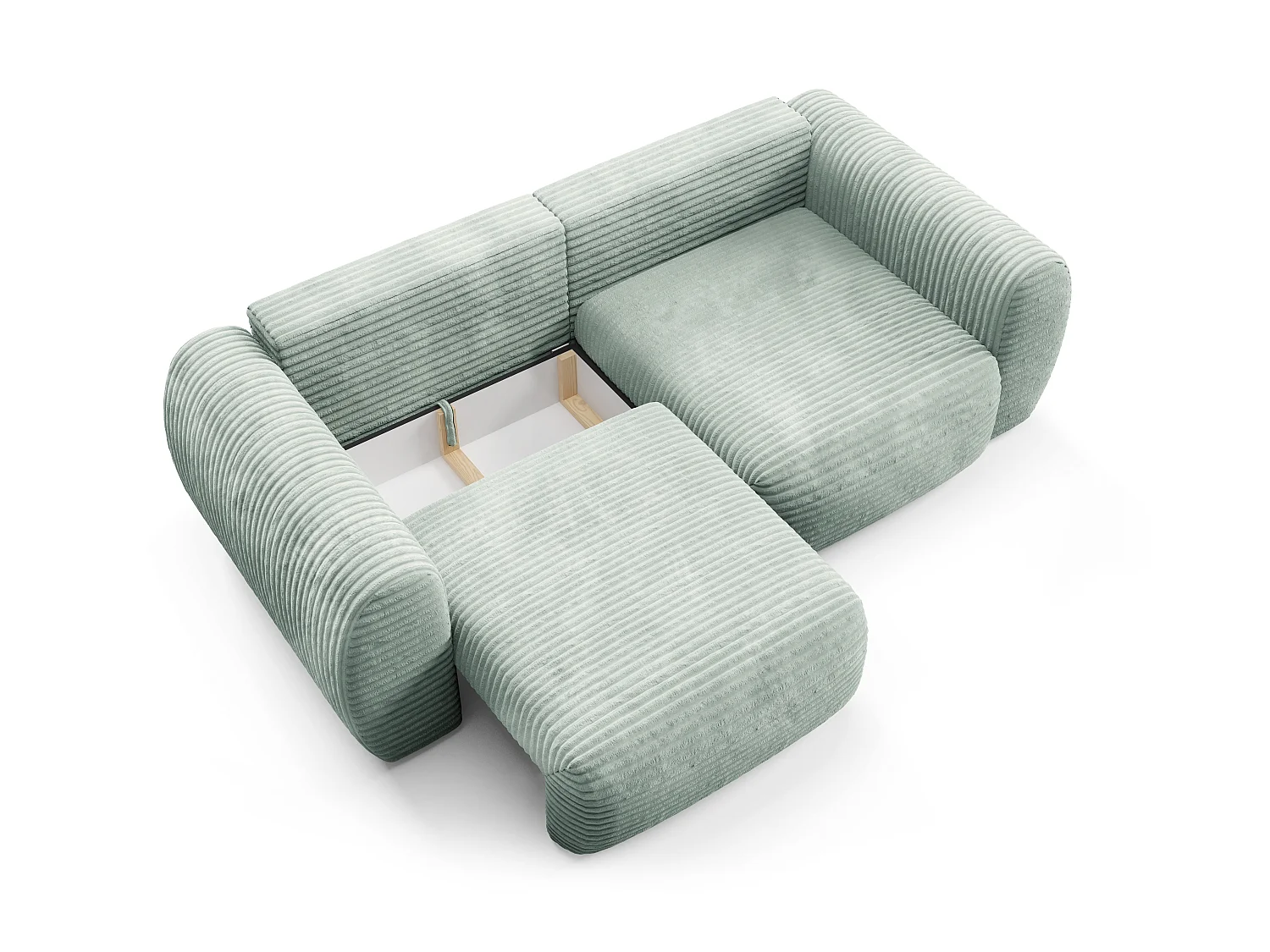 Canapé convertible 4 places côtelé grosses côtes vert SOFA ZURI