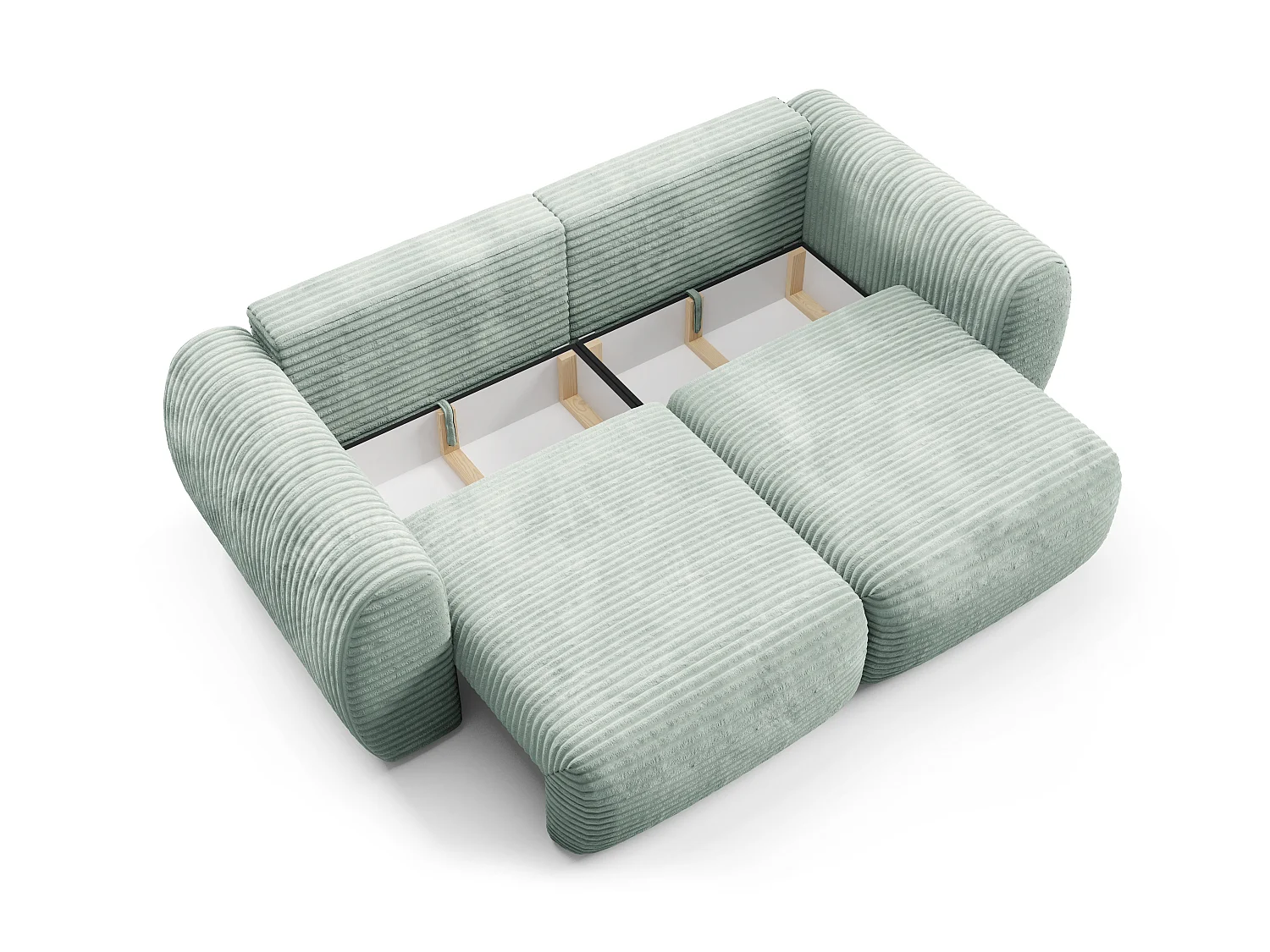 Canapé convertible 4 places côtelé grosses côtes vert SOFA ZURI