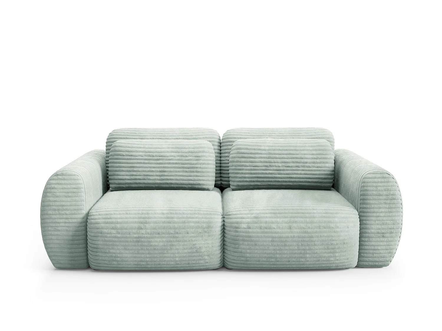 Sofá convertível 4 lugares em bombazina de canelado largo verde SOFA ZURI assento suave e envolvente