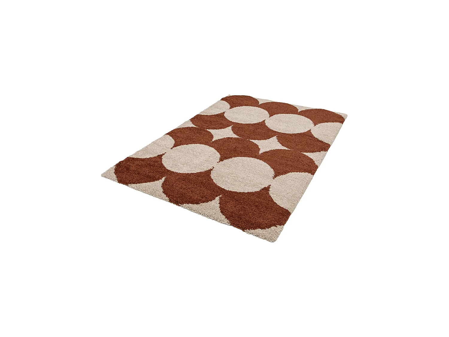 Tapis intérieur motif ronds crème et terracotta 200 x 290cm - Stella