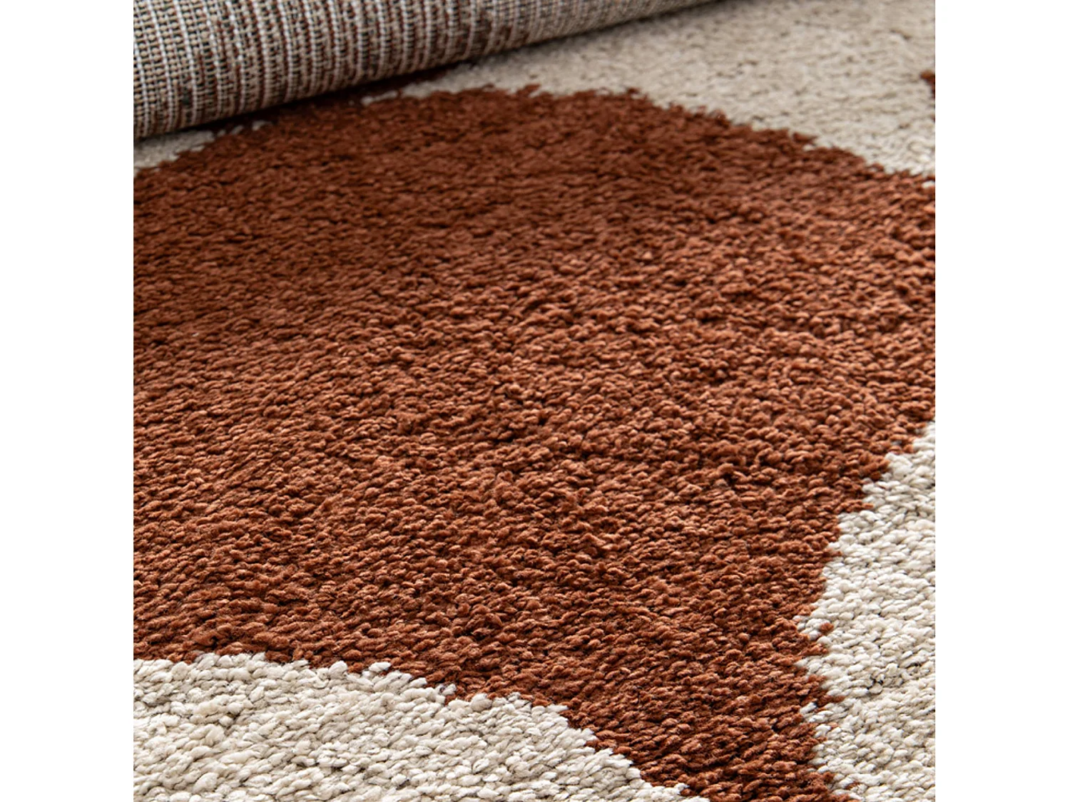 Tapis intérieur motif ronds crème et terracotta 200 x 290cm - Stella