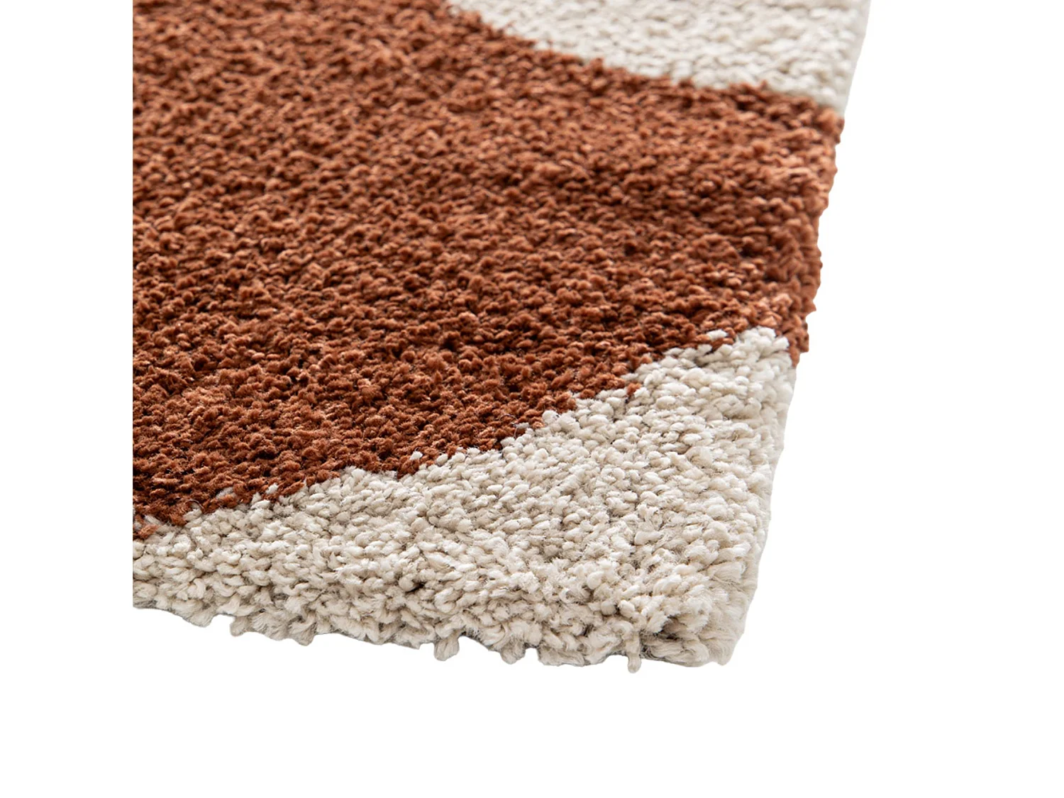 Tappeto da interno motivo cerchi crema e terracotta, Stellax, 170x120x3 cm