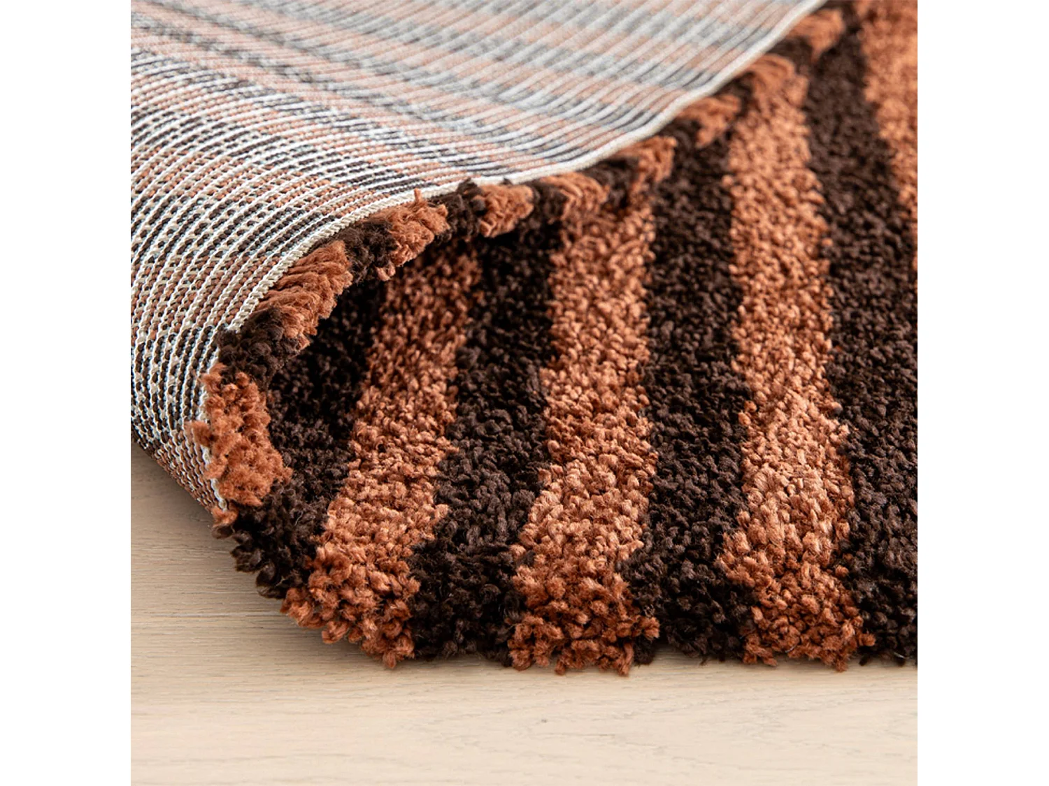 Tapis intérieur rayures marron et terracotta 80 x 150cm - Telya