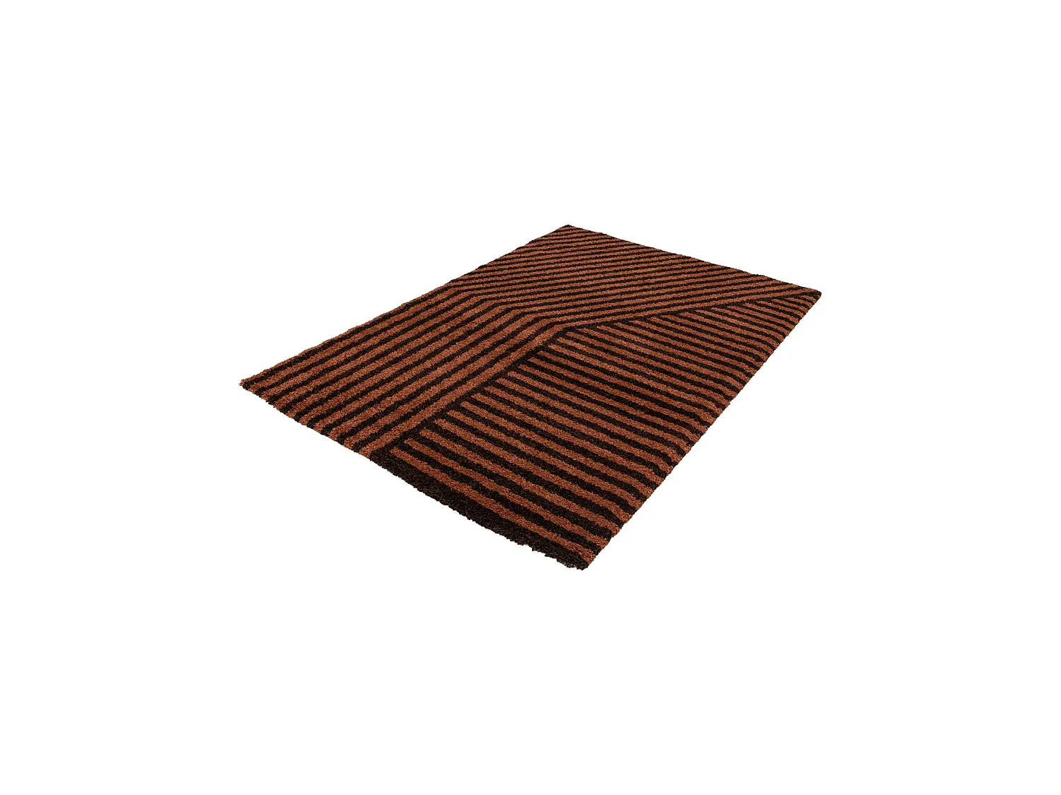 Tapis intérieur rayures marron et terracotta 120 x 170cm - Telya