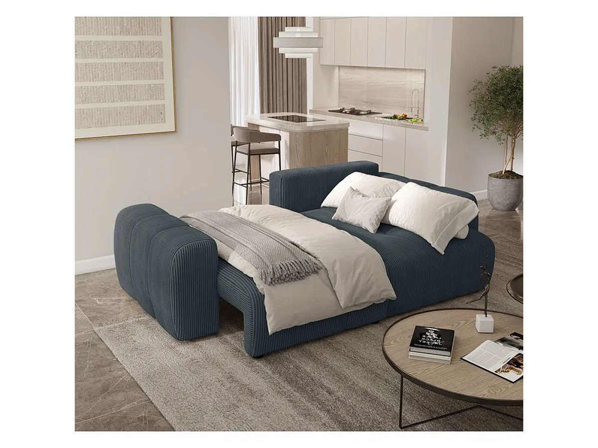 BRANDON Canapé d'angle convertible 4 places tissu gris anthracite 242 x 144 x 86 cm