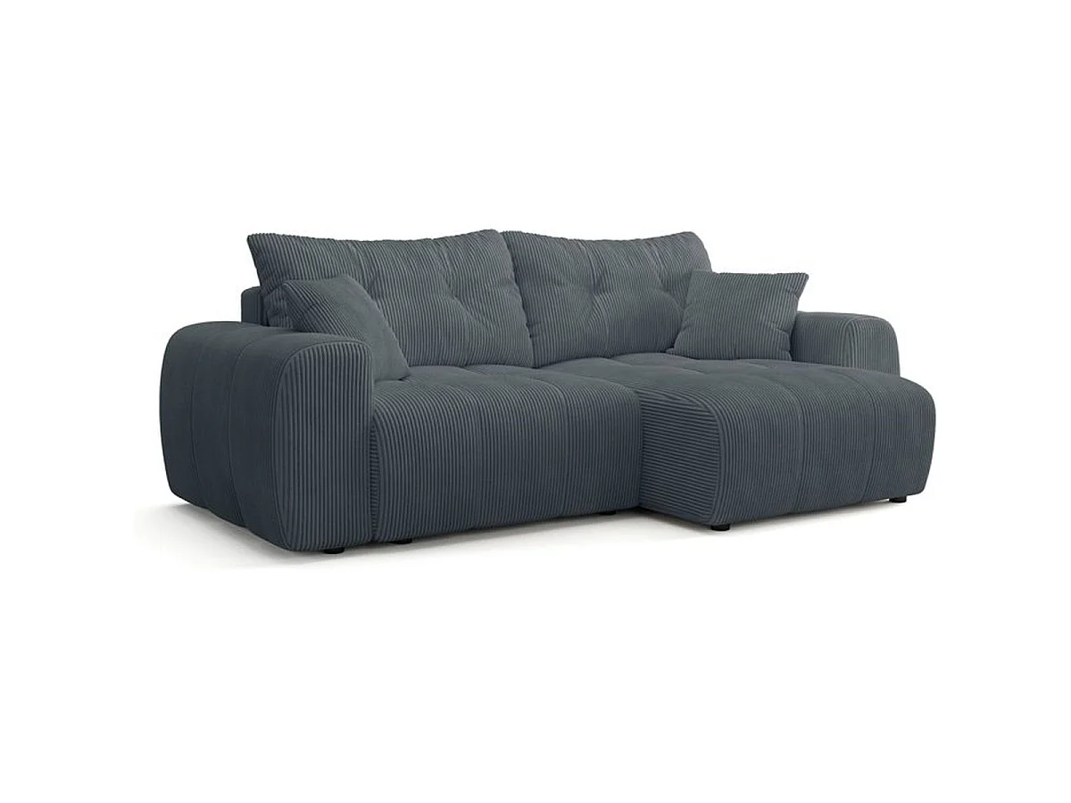 BRANDON Canapé d'angle convertible 4 places tissu gris anthracite 242 x 144 x 86 cm