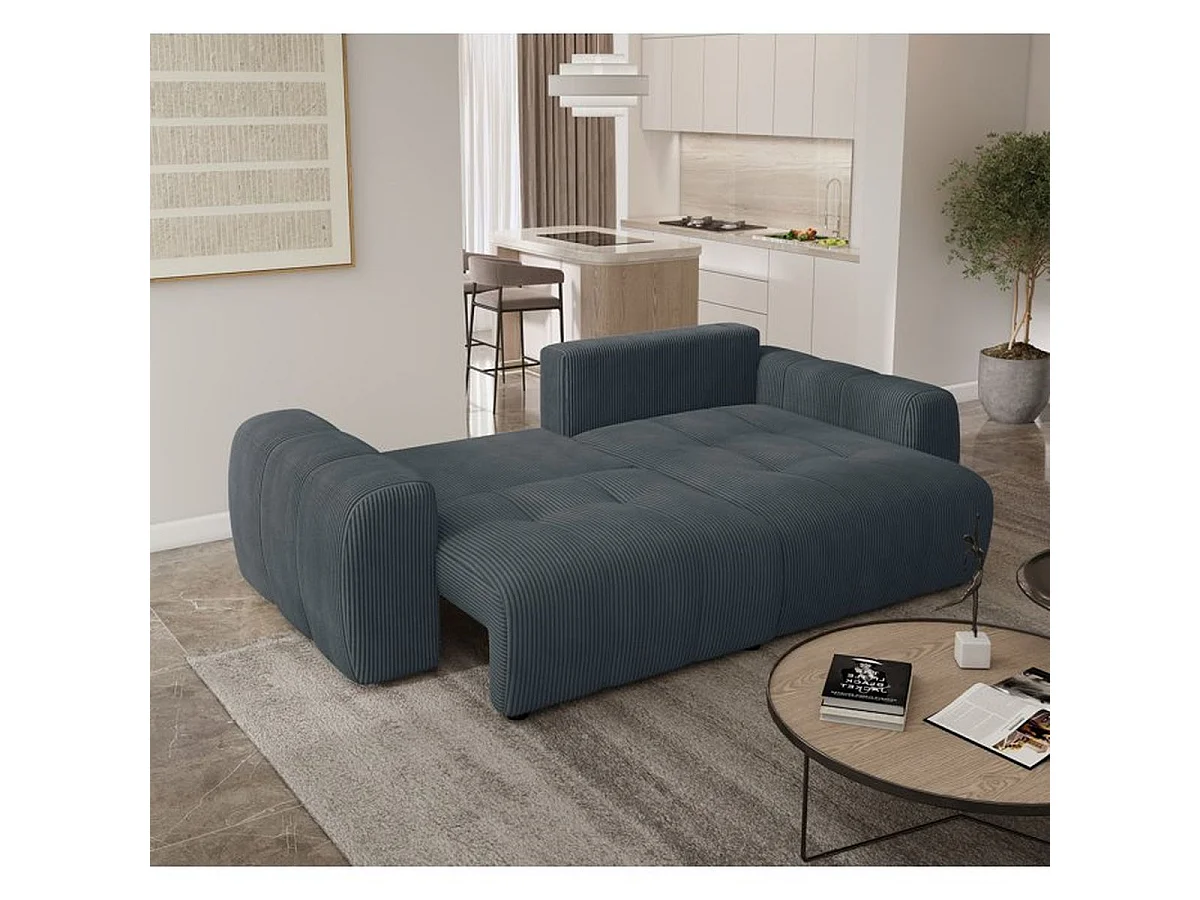 BRANDON Canapé d'angle convertible 4 places tissu gris anthracite 242 x 144 x 86 cm