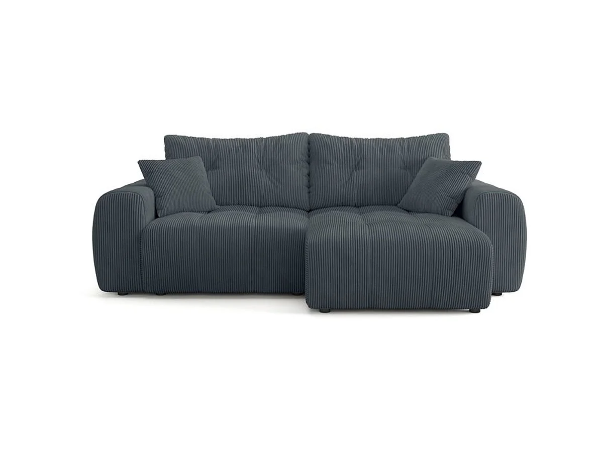 BRANDON Canapé d'angle convertible 4 places tissu gris anthracite 242 x 144 x 86 cm