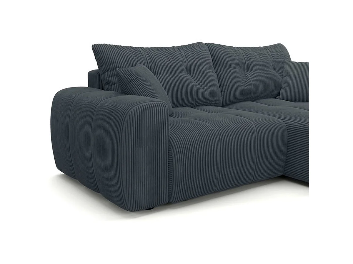 BRANDON Canapé d'angle convertible 4 places tissu gris anthracite 242 x 144 x 86 cm