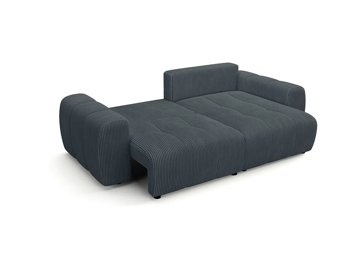BRANDON Canapé d'angle convertible 4 places tissu gris anthracite 242 x 144 x 86 cm