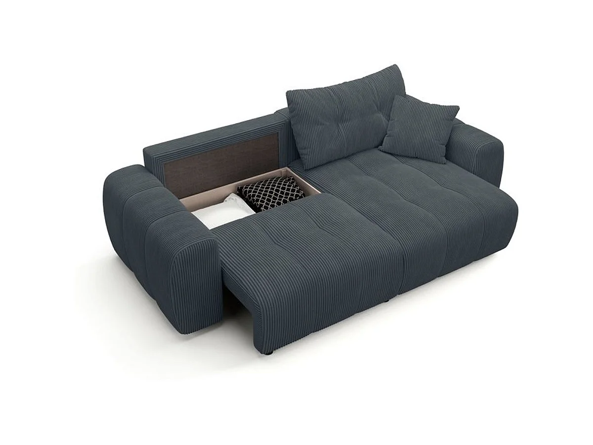 BRANDON Canapé d'angle convertible 4 places tissu gris anthracite 242 x 144 x 86 cm