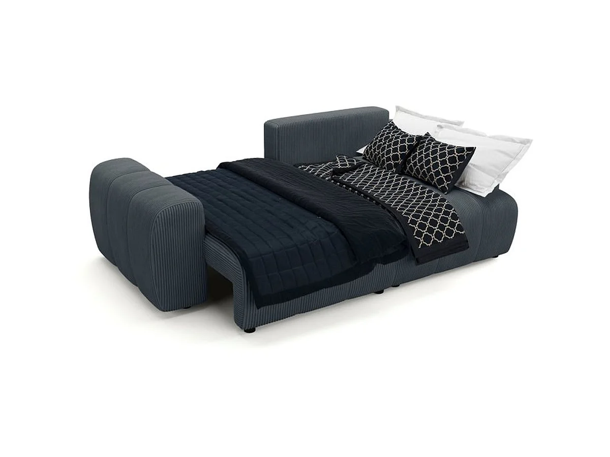 BRANDON Canapé d'angle convertible 4 places tissu gris anthracite 242 x 144 x 86 cm