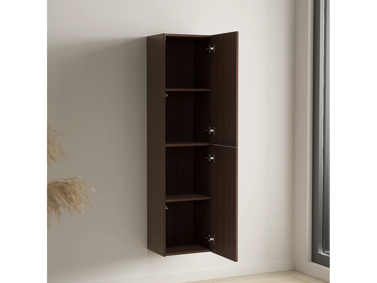 Meuble de salle de bain suspendu Rovani 100 cm noyer cannelé - vasque blanche - LOMAZOO