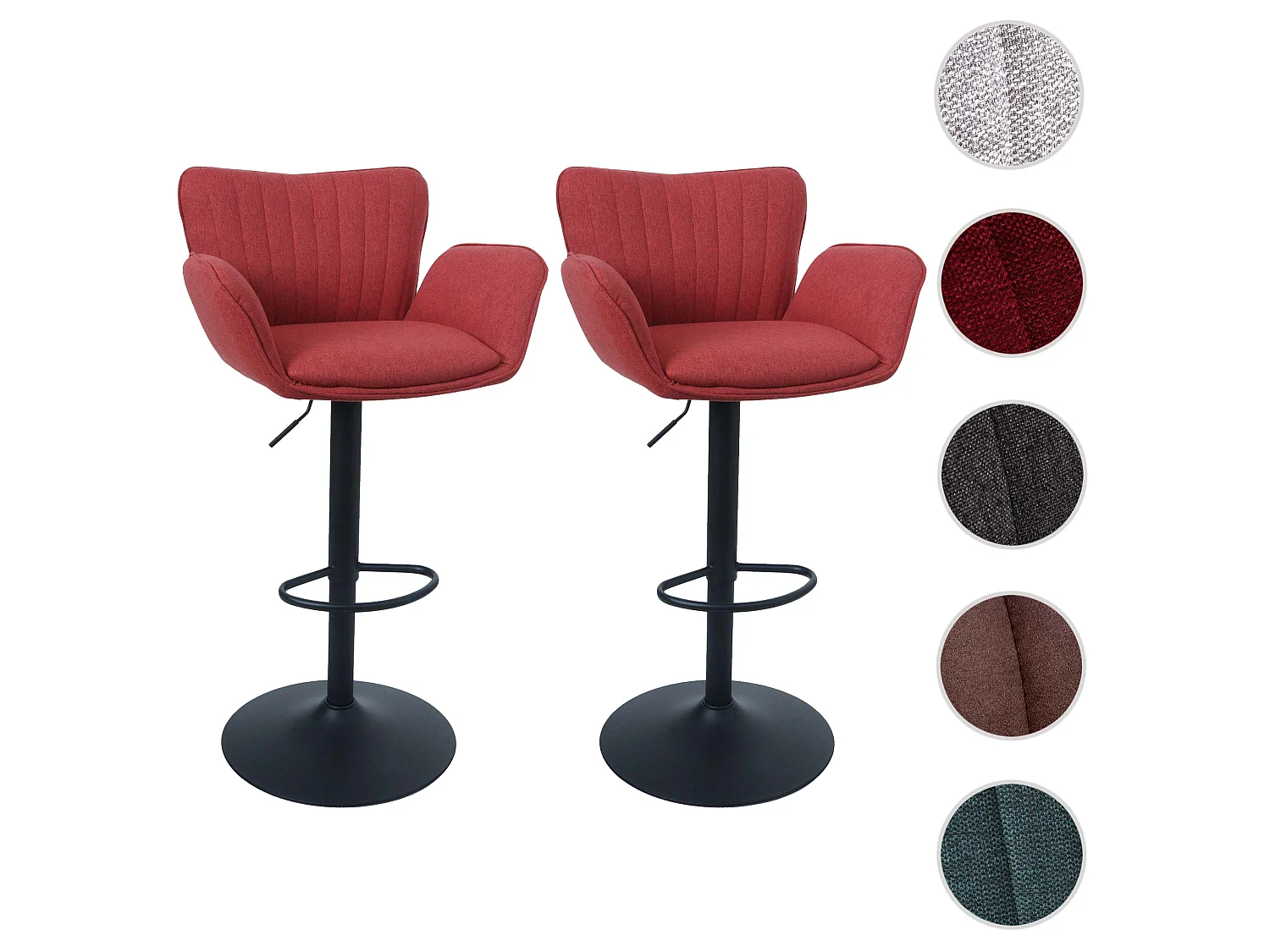 Tabourets de bar MCW-M67 (lot de 2),  pied rouge, pied noir