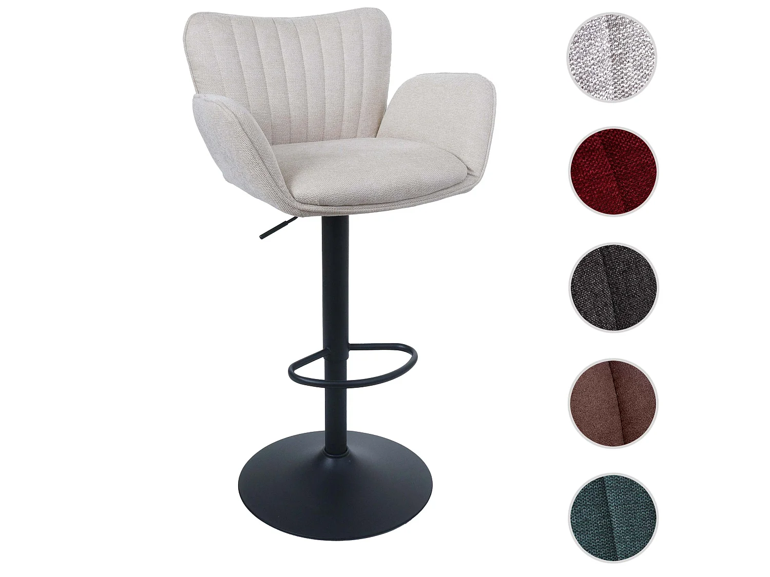 Tabouret de bar MCW-M67,  pied crème, pied noir