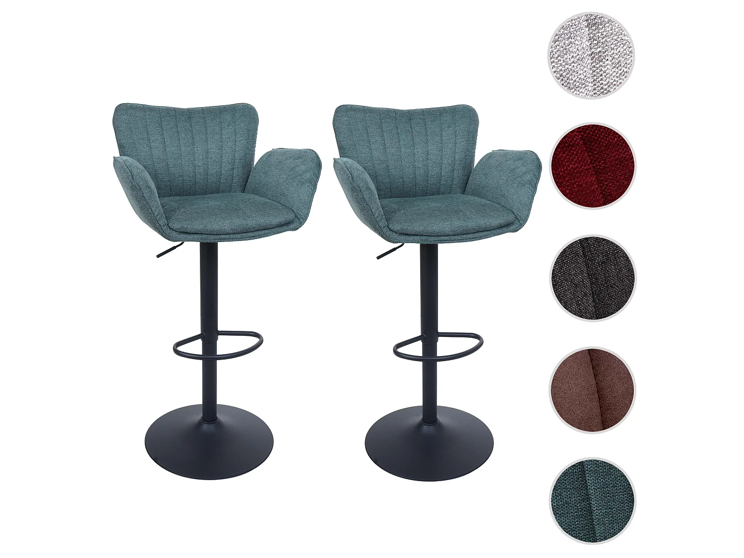 Tabourets de bar MCW-M67 (lot de 2),  pied vert, pied noir